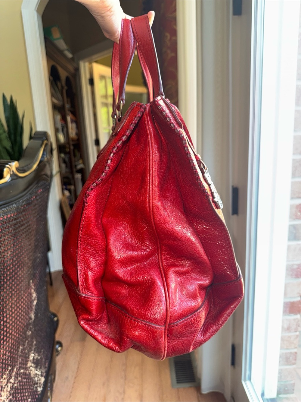 Vintage Red Leather Celine Shoulder Bag Made In Italy - Picture 12 of 15